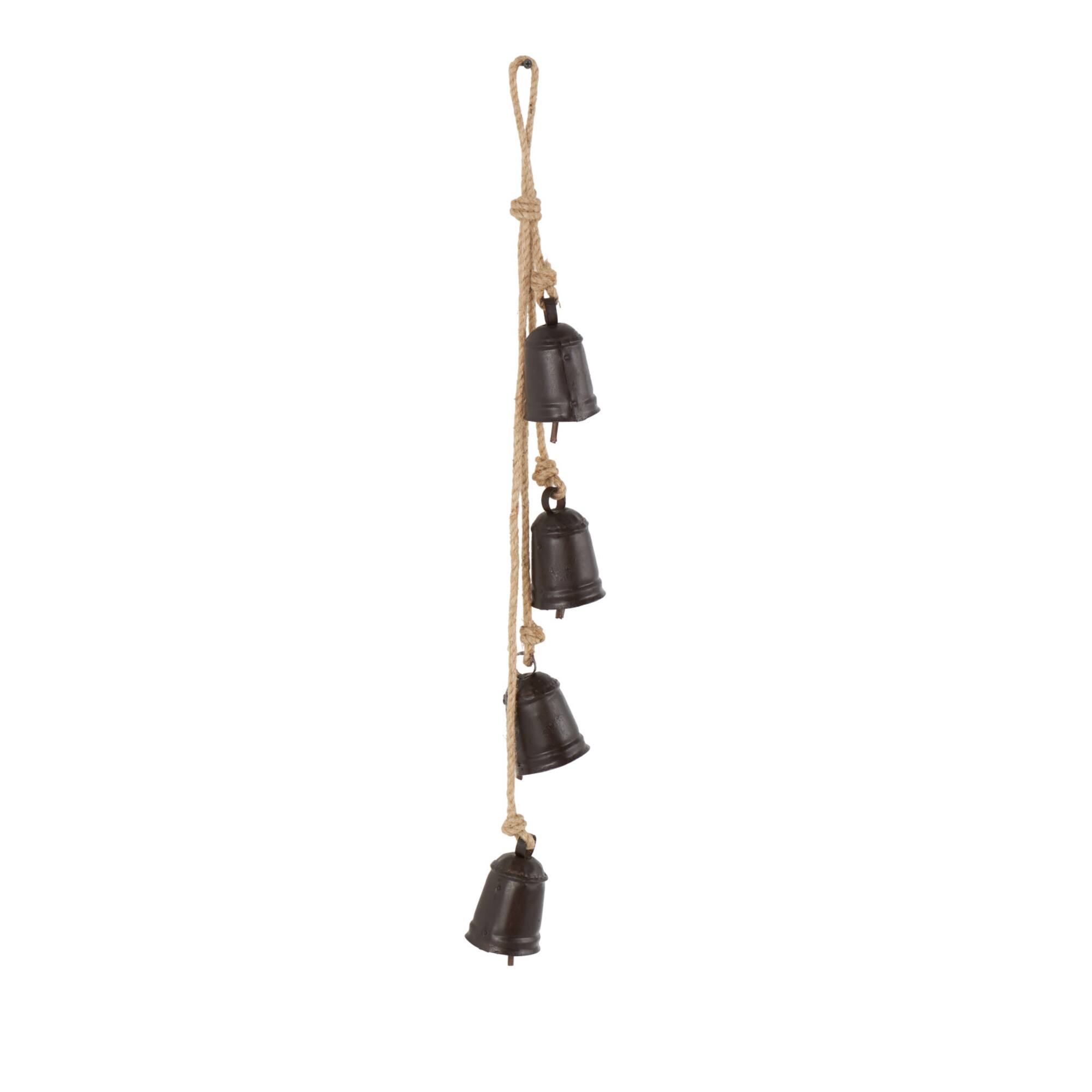 29" Metal Handmade Decorative Cow Bell with Jute Hanging Rope